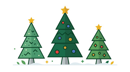 Fototapeta premium Merry Christmas illustration featuring decorated Christmas trees with Santa Claus, a perfect Christmas gift