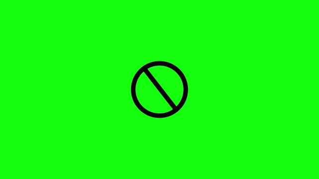 Red prohibition sign. Circle empty ban sign symbol. Red no sign green screen background. 4k animation video.