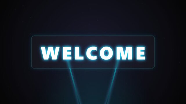 Futuristic Glowing Neon Welcome Hologram Interface