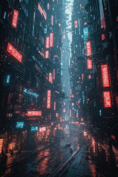 Neon city over street concept futuristic world landscape environment