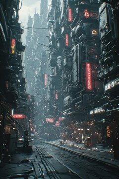 City futuristic landscape cyberpunk concept art
