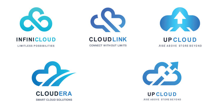 Cloud computing icon vector set logo design template.