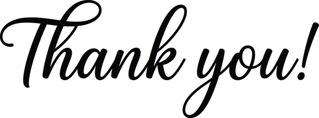 Elegant handwritten script calligraphy lettering of a thank you message expressing deep gratitude and appreciation, isolated as black ink typography © Hasan