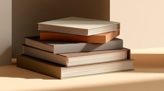 stack of textured books on table