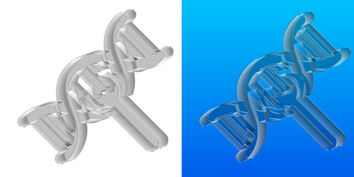 dna helix genetic science biology medical health gene glossy 3d glass render isolated transparent icon blue modern research