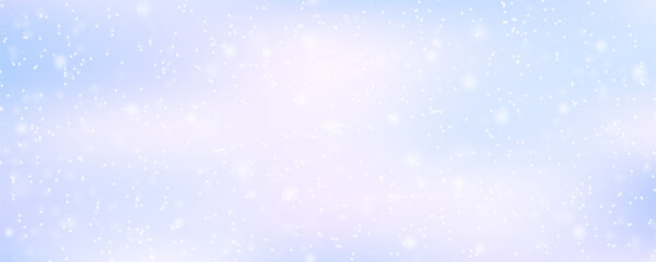 Fototapeta premium Snowy winter texture with frozen ice patterns and frost details. White snowflakes drift across blue background creating festive Christmas scene with elegant cold weather borders.