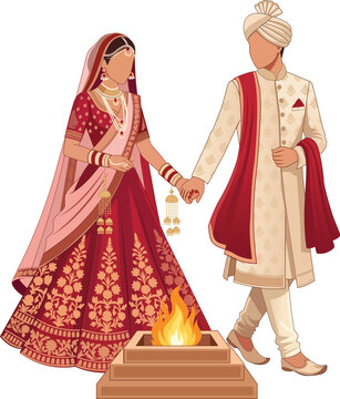 Wedding Phera Couple around havan Kund Design