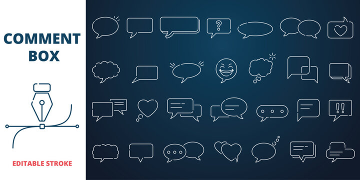 Speech Bubble and Comment Box Icons Set