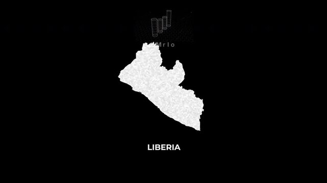 Liberia Guinea technology map with animated charts, graphs, statistics, and analytics showcasing economy, infrastructure, innovation, population, trade, energy, and national development