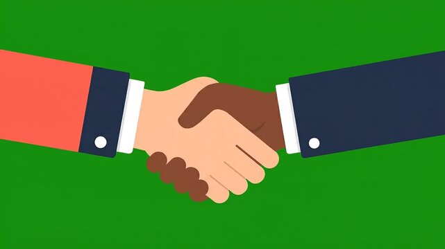 Speech bubble transforming into business handshake on green screen