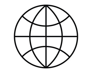 Obraz premium Globe icon displays a minimalist vector design for modern websites.