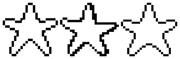 Fototapeta premium PNG Three pixelated star outlines on transparent background