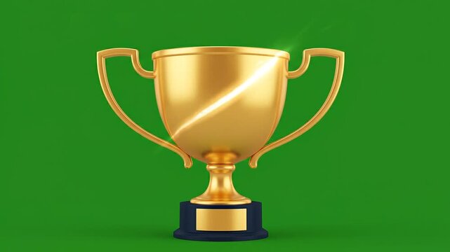 3D animation of bar chart morphing into gold trophy on green screen