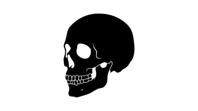 Halloween Set of black skull silhouettes, side profile human head symbols, simple vector shapes for tattoo design, punk gothic decoration, and Halloween graphic icons Vector