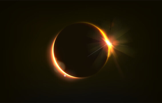 Sun Eclipse. Solar or moon eclipse with blur spark effect and lens