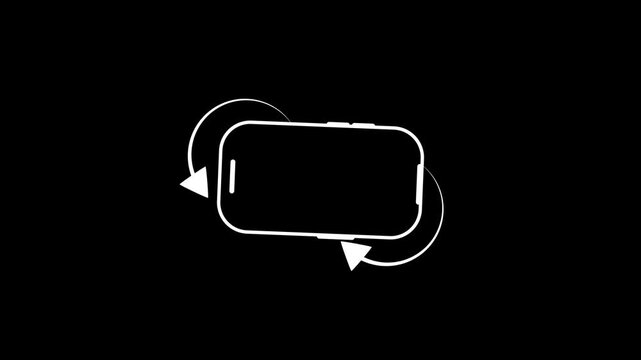 Animation Rotate your Phone portrait to landscape.phone rotate icon concept.white phone