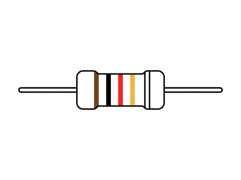 Electronic resistor component with color bands for electrical resistance