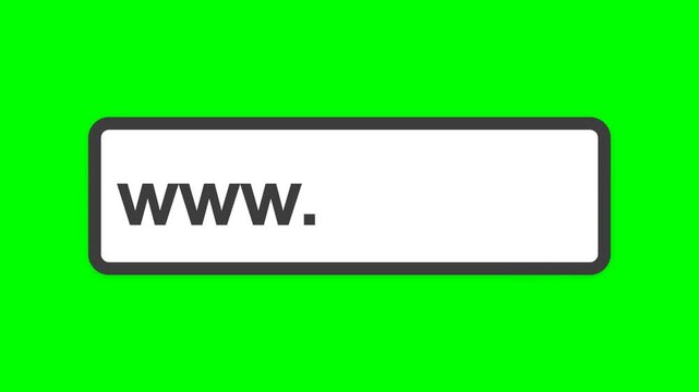 Website Address Bar with WWW and Cursor on Green Screen Background.