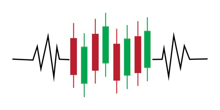 Candlestick chart with price trend illustration isolated on white background