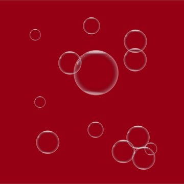 Abstract red bubbles with glowing outlines isolated on white background