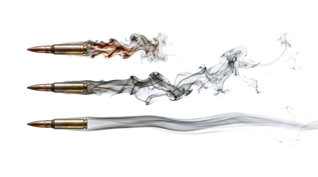 Set of bullet trails isolated on transparent background.