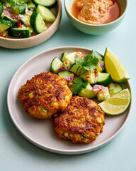 Fototapeta premium Barbadian fish cake plate with pepper sauce