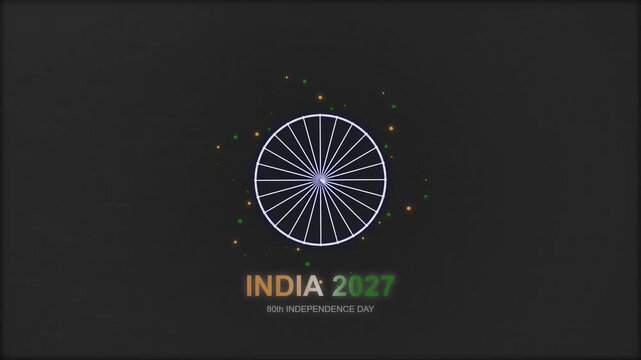 India 2027 80th Independence Day Motion Graphic with Ashoka Chakra