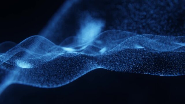 Flowing particle waves symbolizing digital data in a seamless loop
