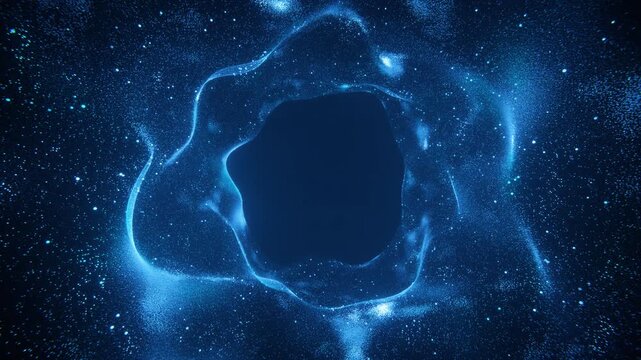 Radiant particle tunnel suggesting cyberspace travel in a seamless loop