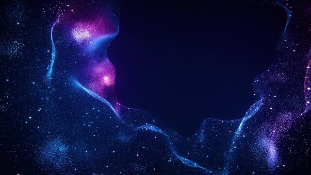 Particle ring framing copy space for technology in a seamless loop