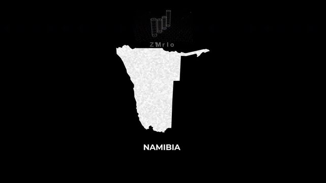 Namibia technology map with animated charts, graphs, statistics, and analytics showcasing economy, infrastructure, innovation, population, trade, energy, and national development