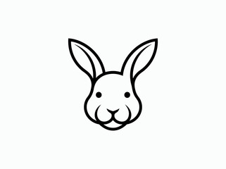 Fototapeta premium Stylized rabbit head icon simple outline vector art