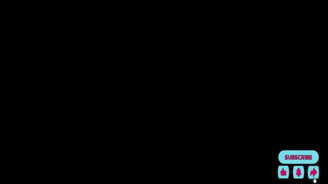 Animated Subscribe Button bottom right position transparent background, simply overlays onto your project without extra editing steps.