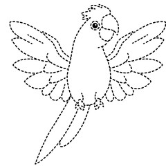 Cute cockatoo bird flying upright with open wings in dotted outline style. © The Creative Idea