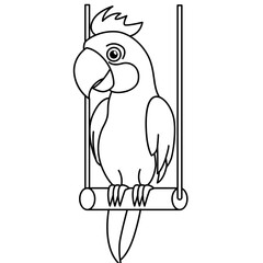Cute cockatoo bird sitting on hanging swing in cartoon vector style illustration. © The Creative Idea