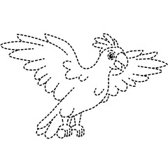 Cute cockatoo bird landing with open wings in dotted vector outline style. © The Creative Idea