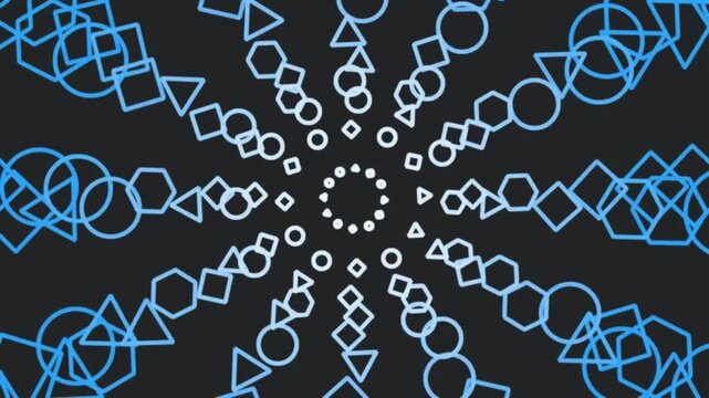 Expanding blue geometric radial pattern animation on dark background