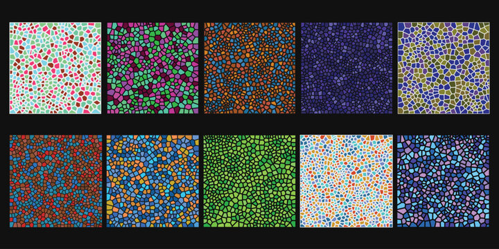10 Colorful Confetti Dot Pattern Swatches and Cards Vector Set