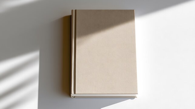 Beige book cover on white background with shadows