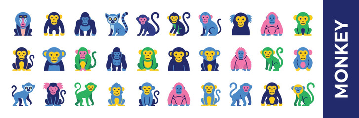 Collection of stylized monkey icons © Ember