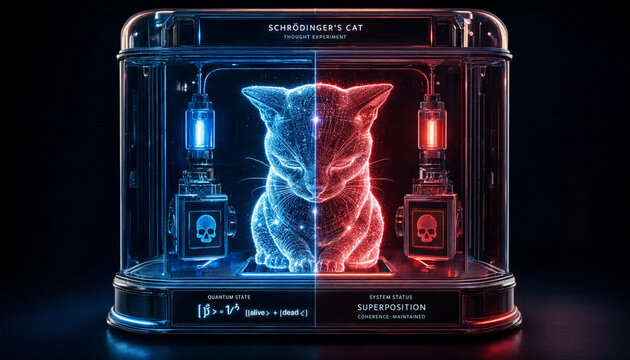 Schrodinger's Cat Thought Experiment Superposition Concept