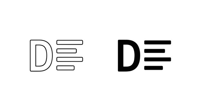 Vector illustration of letter d with text alignment icon on a transparent background
