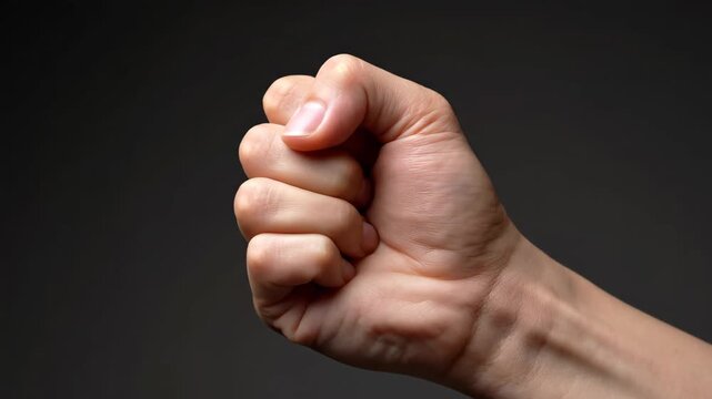 Close-up hand gesture footage, close-up video of fist gesture