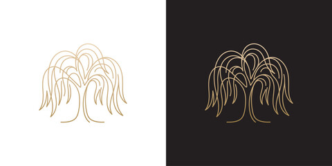 Fototapeta premium Elegant Continuous Line Art Willow Tree Illustration for Luxury Branding and Minimalist Decorative Design Elements