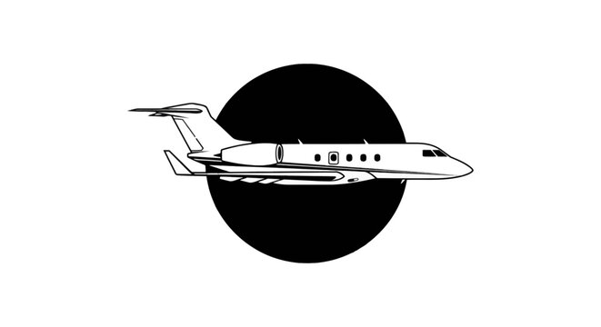 Vector illustration of private jet airplane icon on a transparent background