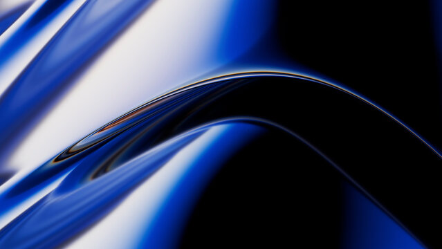 A blue metallic wave creates a smooth abstract background