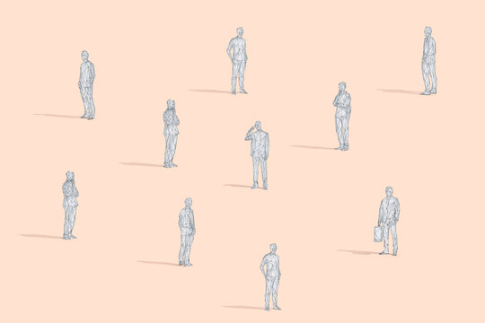 3D Rendering of thoughtful businessman at studio