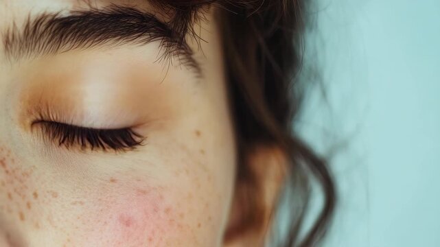 High-resolution of an eye with visible freckles around it.