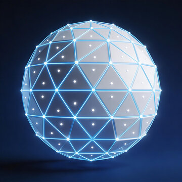 Geometric sphere with glowing lines