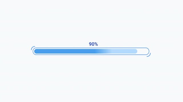 Flat vector animated percentage progress bar with loading indicator and numeric progress display. Ideal for software interfaces, application loading screens, technology, and business motion graphics.